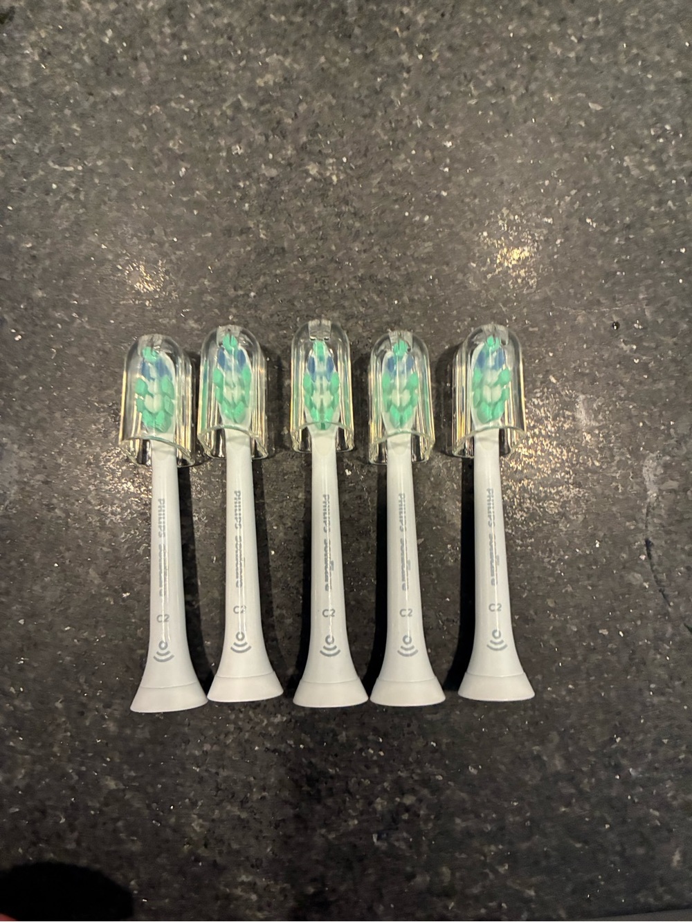 C2 Replacement Toothbrush Heads - White with Green/Blue Bristles (5-pack)